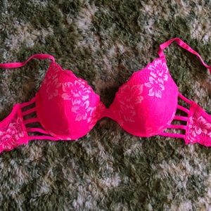 Handy Pink & White Floral Print Bra